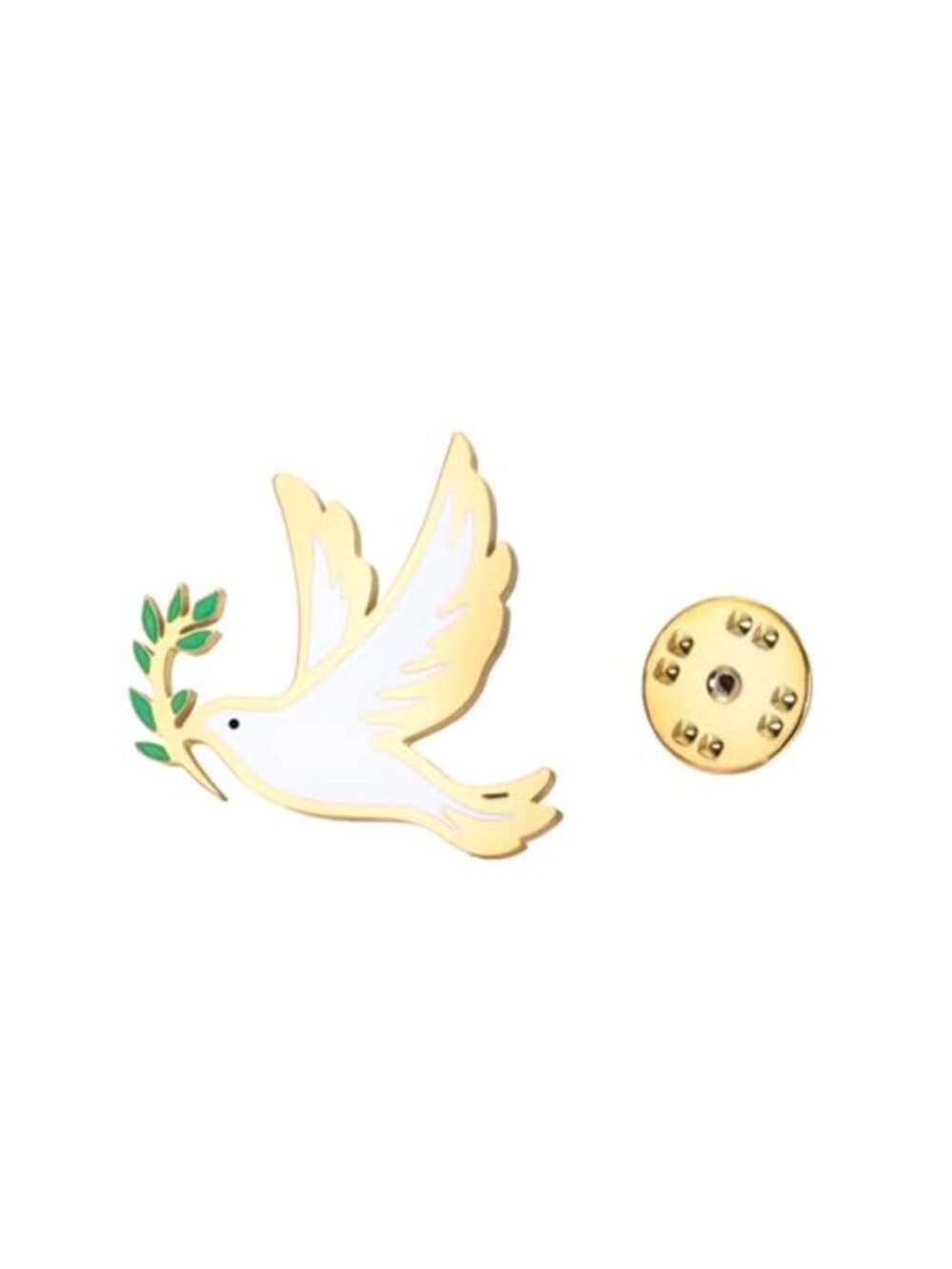 Amaxer Stainless Steel Olive Branch Dove Brooch Precision Cut with Enamel Fill